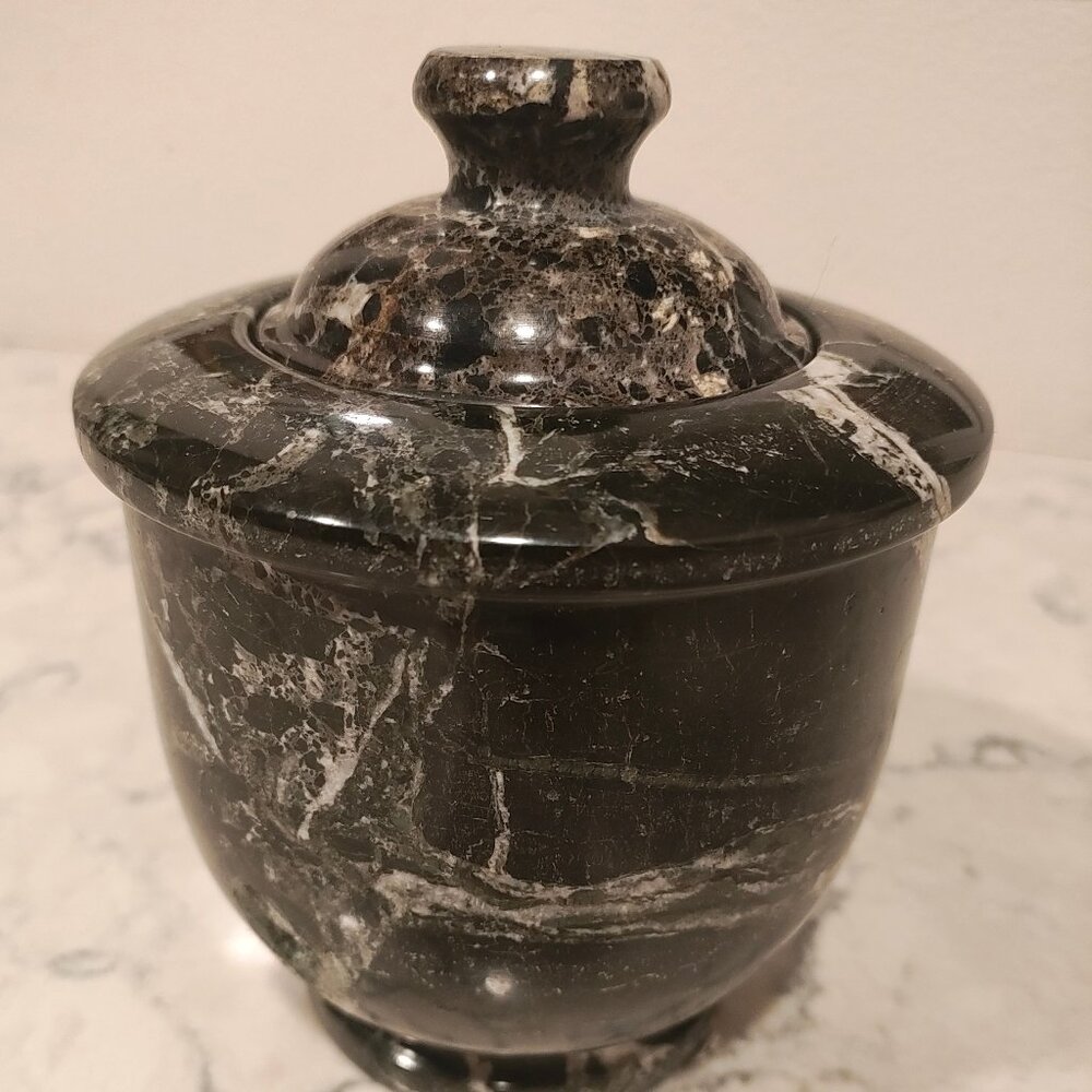 Black Ziarat Marble Natural Solid Stone Jar with Lid